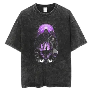Retro Vintage "Titan" - AOT Anime Single Printed Oversized Mineral Washed Unisex T-Shirt Gift For Anime Fan Cotton Menswear