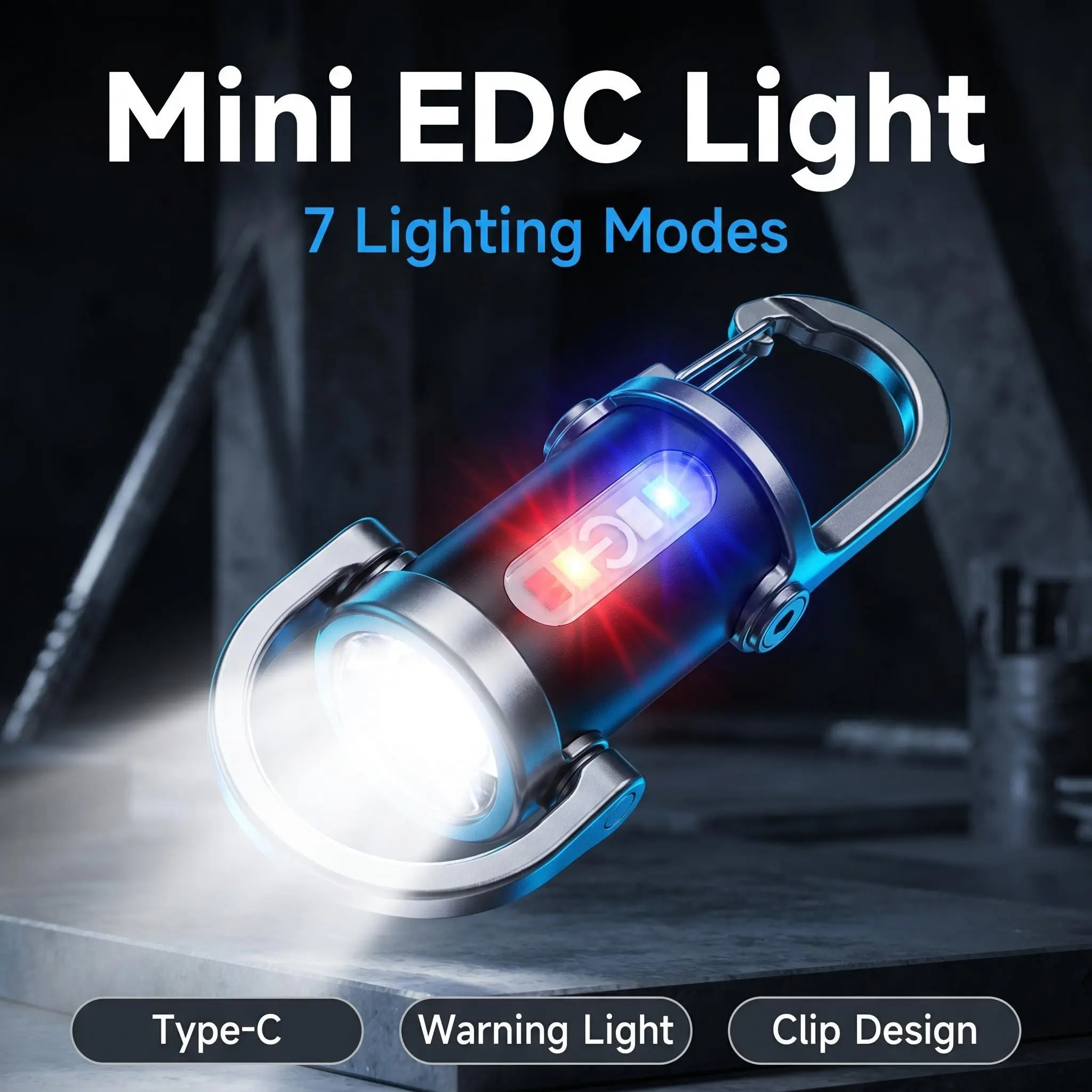 Multi-function Mini Keychain Flashlight, Rechargeable 6 Modes COB Work Light, Portable EDC Torch for Camping and Daily Use