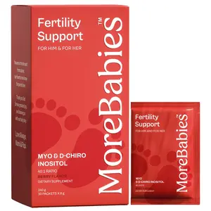 MoreBabies Myo-Inositol & D-Chiro Inositol Fertility Supplement for Women and Men. 30-Day Supply, Berry Flavored Packets. Promotes Healthy Ovarian Function and Sperm Quality.