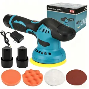 Wireless car polisher, 6inch mini polisher set, variable speed 5500 RPM orbital polisher, 2 12V rechargeable batteries, suitable for cleaning, polishing, and scratch removal on cars and boats, can be used as a Thanksgiving and Christmas gift.