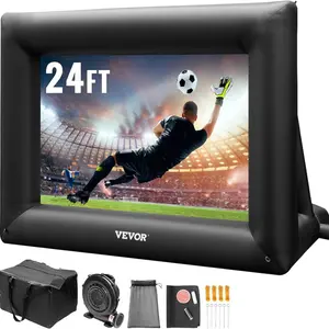 VEVOR Inflatable Movie Screen, 14 FT Inflatable Projector Screen for Outside with Blower and Carrying Bag, Front/Rear Projection, Oxford Fabric Blow Up Screen for Outdoor Parties Backyard Movie Night