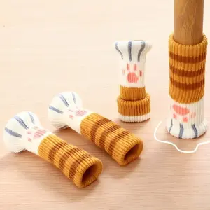 Cute Knit Cat Paw Chair Leg Covers Soft Silent Scratch Resistant Furniture Protectors