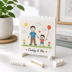 Custom Photo Brick Block Gift for Dad, Personalized Building Block Puzzle Father's Day Keepsake, Birthday Gift for Dad Husband from Kids Wife