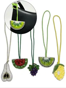 Fruit Series Handmade Beaded Cloth Patch Bag Charm, Street Style Simple Cute Versatile Hanging Decoration for Bags & Accessories, Charm Accessory