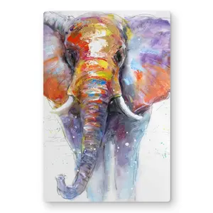 212 MAIN Lightweight Aluminium Metal Print Wall Art - 12x18 in Modern Abstract Walking Elephant Art, Colorful Nature-Themed Home Decor, Ideal Bedroom Gift, Modern Abstract Art