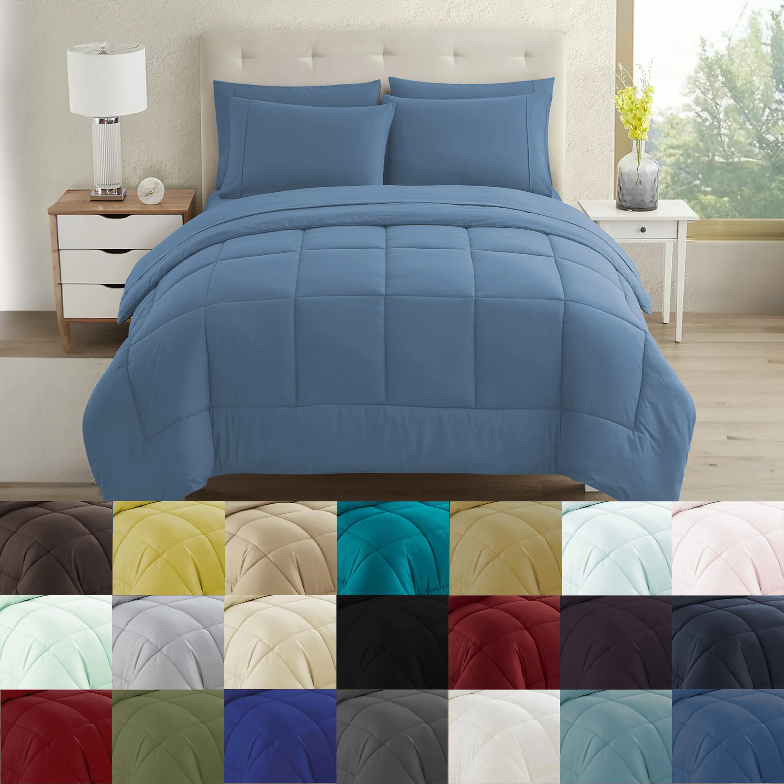 Sweet Home Collection 7-PC Complete Luxury Bed-In-A-Bag Set, Solid Super Soft Reversible Comforter and Sheet Set