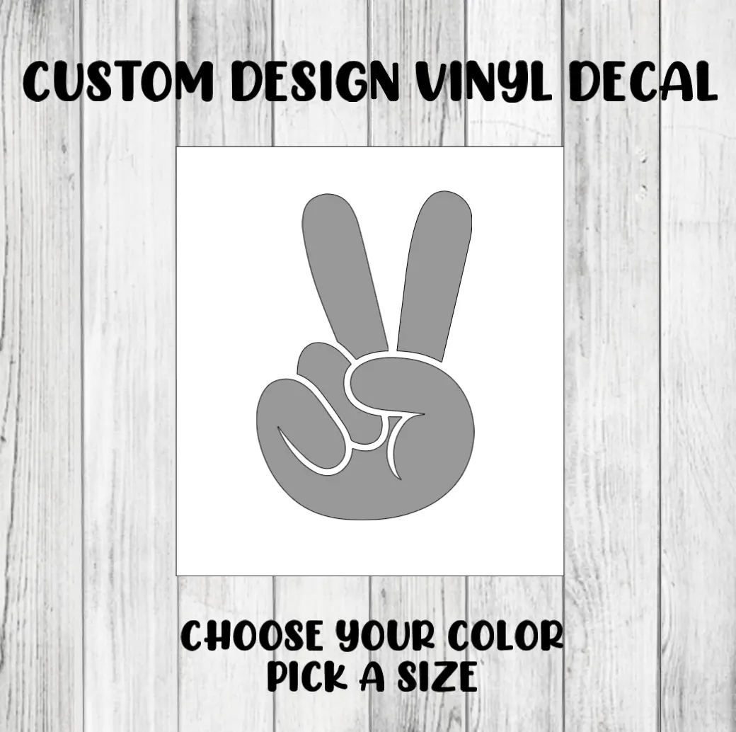 Peace Sign Peace Fingers Custom Vinyl Decal Stickers Personalized Lettering Sticker Organiser, Bottles, Cups, Canister, Laptop, Luggage, Car, Truck, Window, Wall