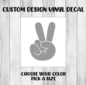 Peace Sign Peace Fingers Custom Vinyl Decal Stickers Personalized Lettering Sticker Organiser, Bottles, Cups, Canister, Laptop, Luggage, Car, Truck, Window, Wall