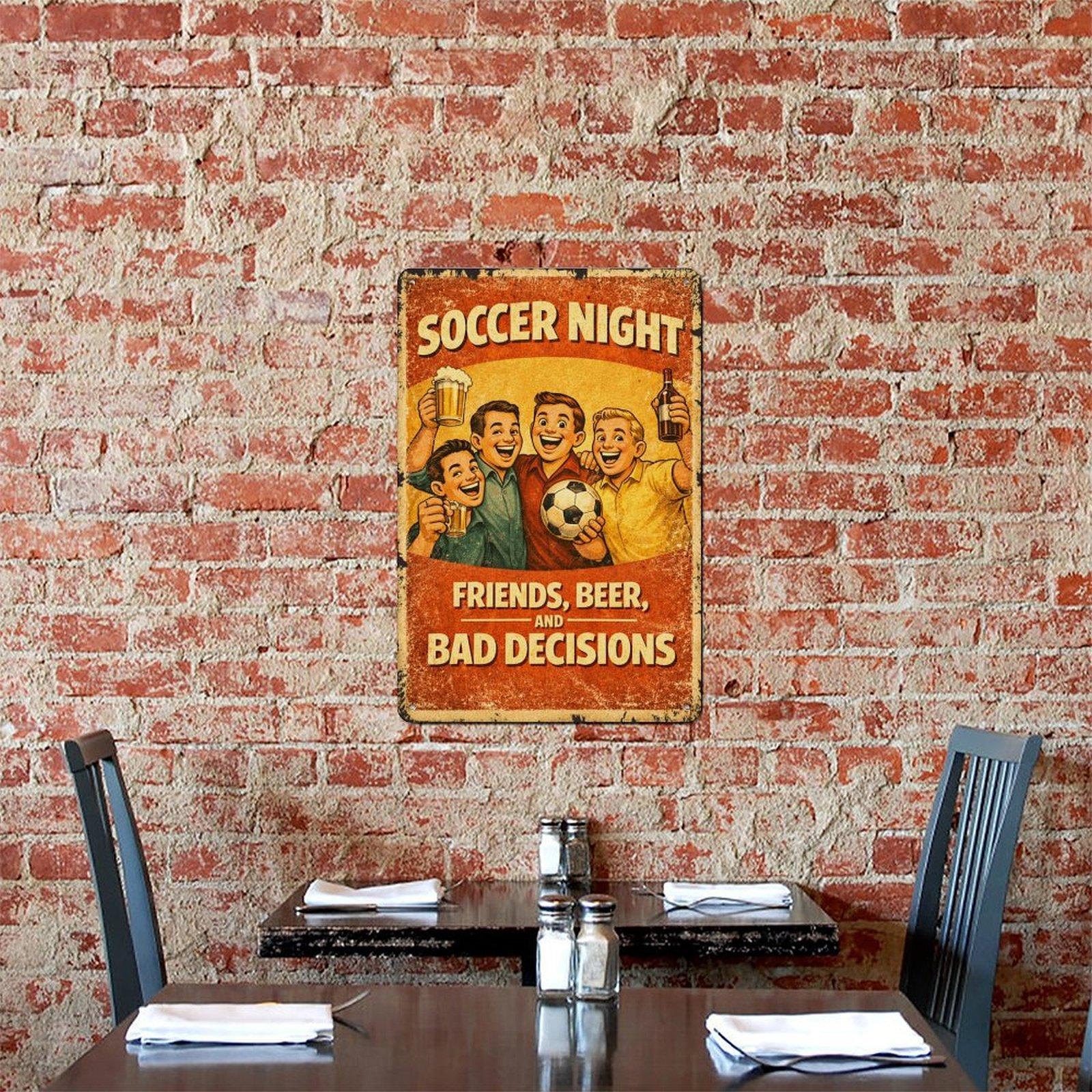 Funny Soccer Party Metal Sign 12x8 Inch Vintage Retro Wall Decor Game Night Friends Gift Football Decor