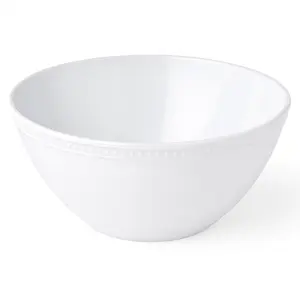 Small Beaded Melamine Serving Bowl - White, 6.5-Inch