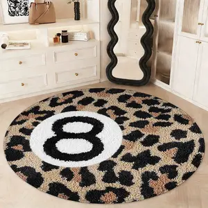1pc Leopard 8 Ball Cool Theme, Animal Print Rug, Durable Non-Slip, Bedroom/esl Room Decor, Vintage Spice Space Arrangement, Trendy Home Decoration
