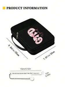 Easter Bible bag with bow & "GOOD" and Jesus prints. Comes with stainless steel cross chain bookmark. Features zippered pocket, spacious and portable, ideal for carrying Bibles and daily items. Perfect for women.