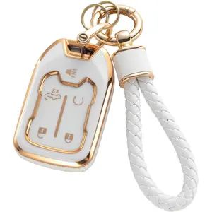 for GMC Key Fob Cover with Keychain, TPU Key Case Fit for 2019 2020 2021 2022 Chevy Silverado GMC Sierra 1500 2500HD 3500HD Terrain Acadia Smart Key Protector Shell 5 Buttons