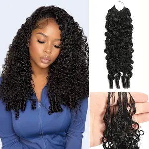Megalook Natural Black Water Wave/Burmese Curly/Straight Crochet Human Hair Lightweight Micro Twists Pre Separated for Easy Styling