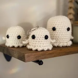 Crochet Ghost Plush and Mini Ghost Keychain