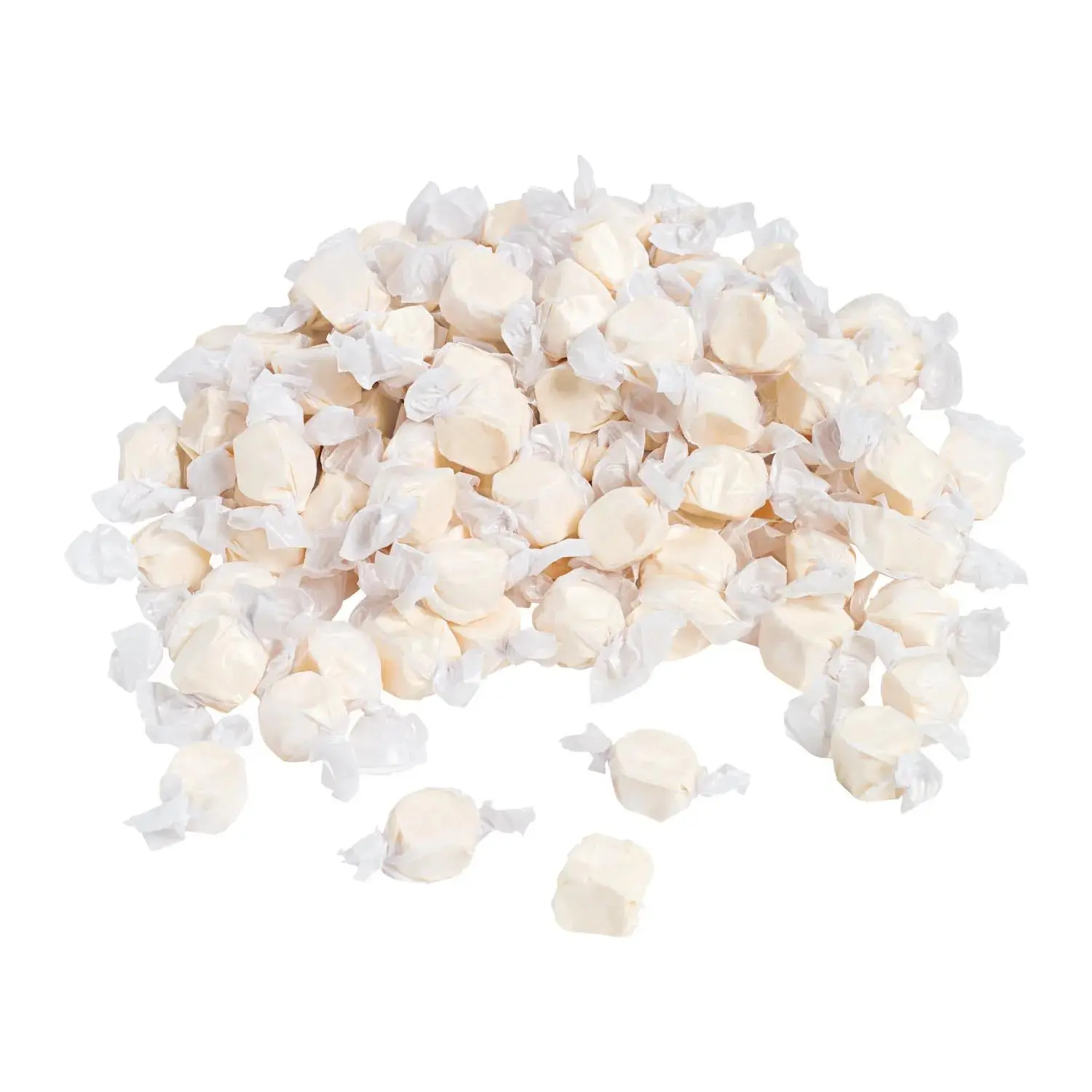 White Salt Water Taffy Candy - 193-Piece Individually Wrapped Chewy Snacks for Parties, Treats