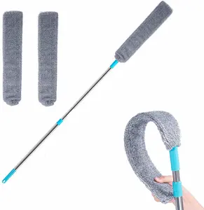 Retractable Gap Dust Cleaner with 2 Microfiber Cloths 48in Long Handle Washable Duster for Appliances Furniture Couch Fridge Cleaning Tools Twisted Lock Design,home essentials