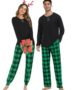 Elsameel Festive Plaid Couples Pajama Sets
