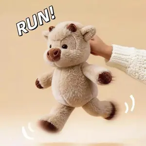 Running Highland Cow Plush Toy - Soft, Fluffy, Cute Stuffed Animal for Kids' Birthday Gifts, Home Decor Statue Figurine (Half Plastic Mannequin Design)