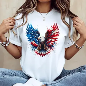 American Eagle Flag Wings T-Shirt, Patriotic USA Freedom Graphic Tee, Bold Red White Blue Eagle Shirt, Vintage Independence Day Tee, Premium Cotton Casual Shirt, Trendy 4th of July Outfit