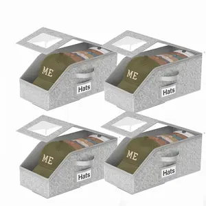 Stackable Baseball Cap Storage Box (Holds Up to 24 Hats) – Heavy-Duty Fabric Organizer with Flip-TopLid; Large-Capacity Storage for Hats and Toys; Versatile Home & Bedroom Storage Solution; Dust-Proof, Space-Saving Closet Organizer [Father's Day Gift]