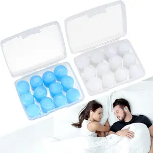 24 Pcs Soft Silicone Noise Cancelling Ear Plugs for Sleeping Swimming Travel Snoring Concerts Airplane Motorcycle Musicians Blue/Clear