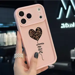 Leopard Heart Case for iPhone 17 Air 16 16e 15 14 13 12 11 Pro Max Plus X XS Drop Protection Shockproof Soft Silicone Cover with Perfect Fit and Versatile Compatibility