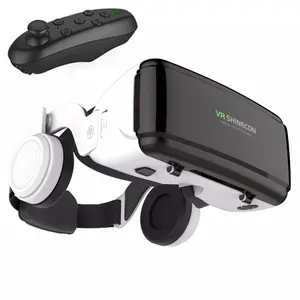 Shinecon 3D VR Glasses Headset Virtual Reality Viar Devices Helmet Lenses Goggles Smart For Smartphone Phone Cell Headphone Gogle Realidade Movies Games film Remote Controller Suitable for 4.7-6.1-inch Phones