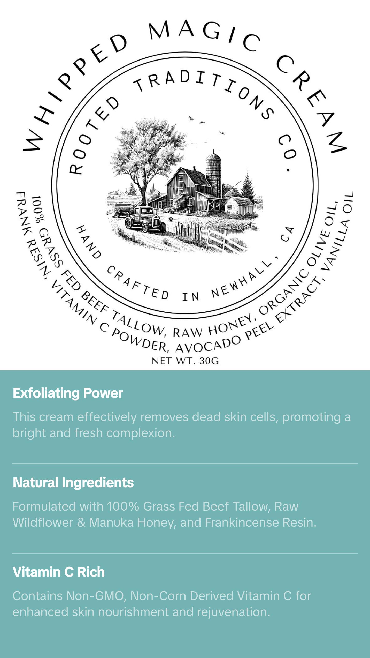 Whipped Magic Cream - Tallow + Honey + Vitamin C + Frankincense Resin