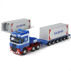 1:50 Scale Alloy Heavy Duty Telescopic Flatbed Transport Truck Model Toy, Die-Cast Metal with Articulated Parts, Collector‘s Display Decor & Realistic Industrial Replica, Perfect Christmas Birthday Gift for Men, Boys, Adult Collectors & Enthusiasts.