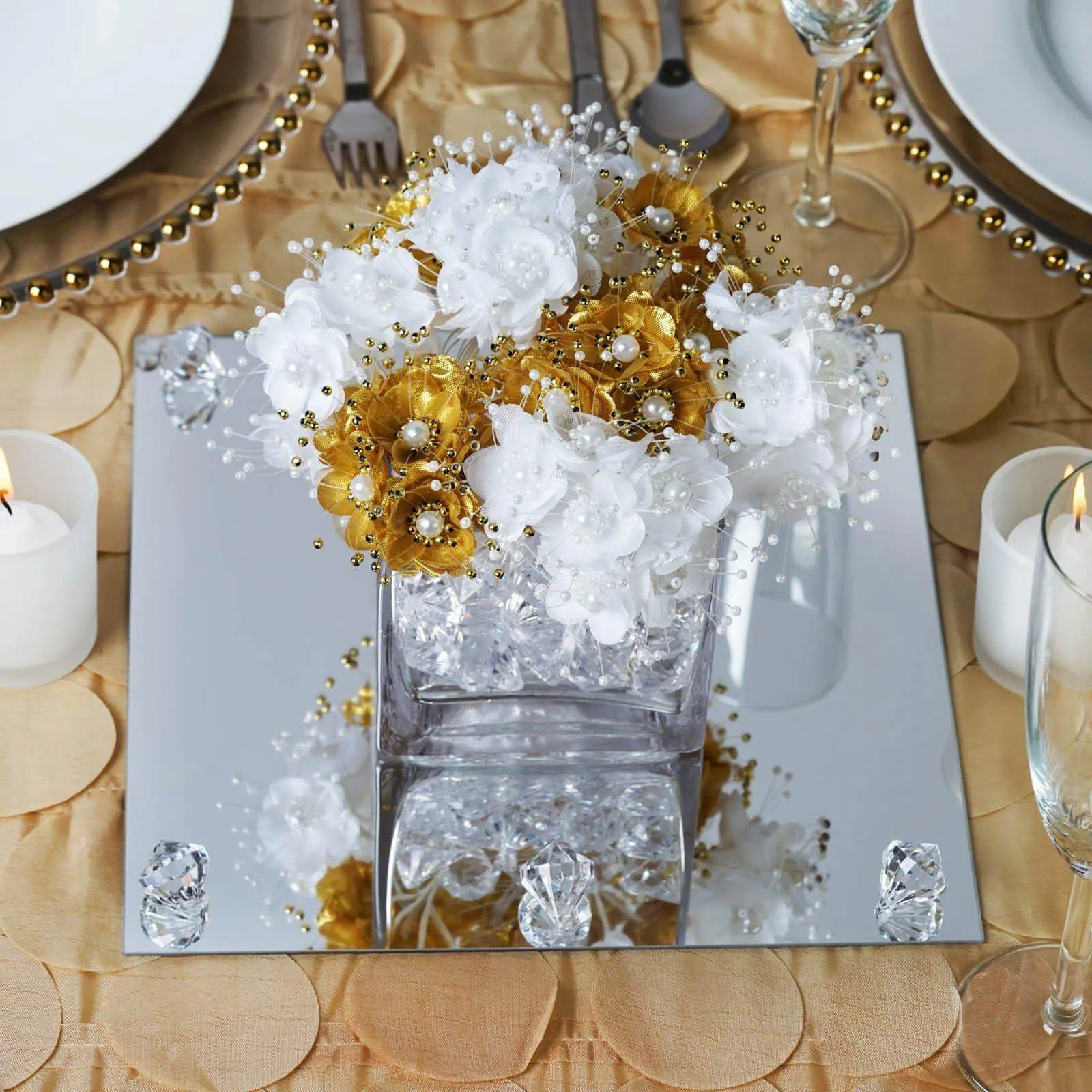 6-Piece Reflective Square Glass Mirror Set - Decorative Hanging Wall Decor, Tabletop Bridal Centerpiece, Wedding Decor (10" Size, Clean with Vinegar and Water)
