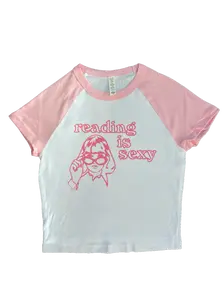 Pink Reading Is Cool Raglan Crop Top