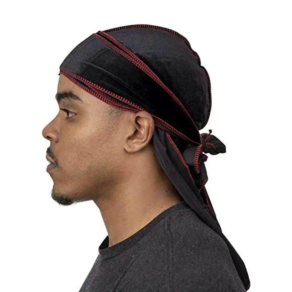 Durag En Velours Doux Veeta - Bandes Longues, Doublure Soyeuse Pour Homme Et Femme