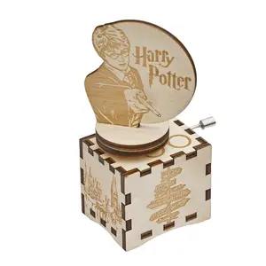 Harry Potter Rotated Music Box with Hedwig's Theme, Laser engraved Gifts for PotterHeads - Wooden Ornaments