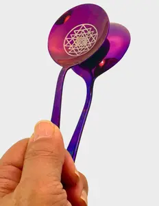 Purple Titanium & Stainless Steel Musical Spoon Set - Joy Vibes!