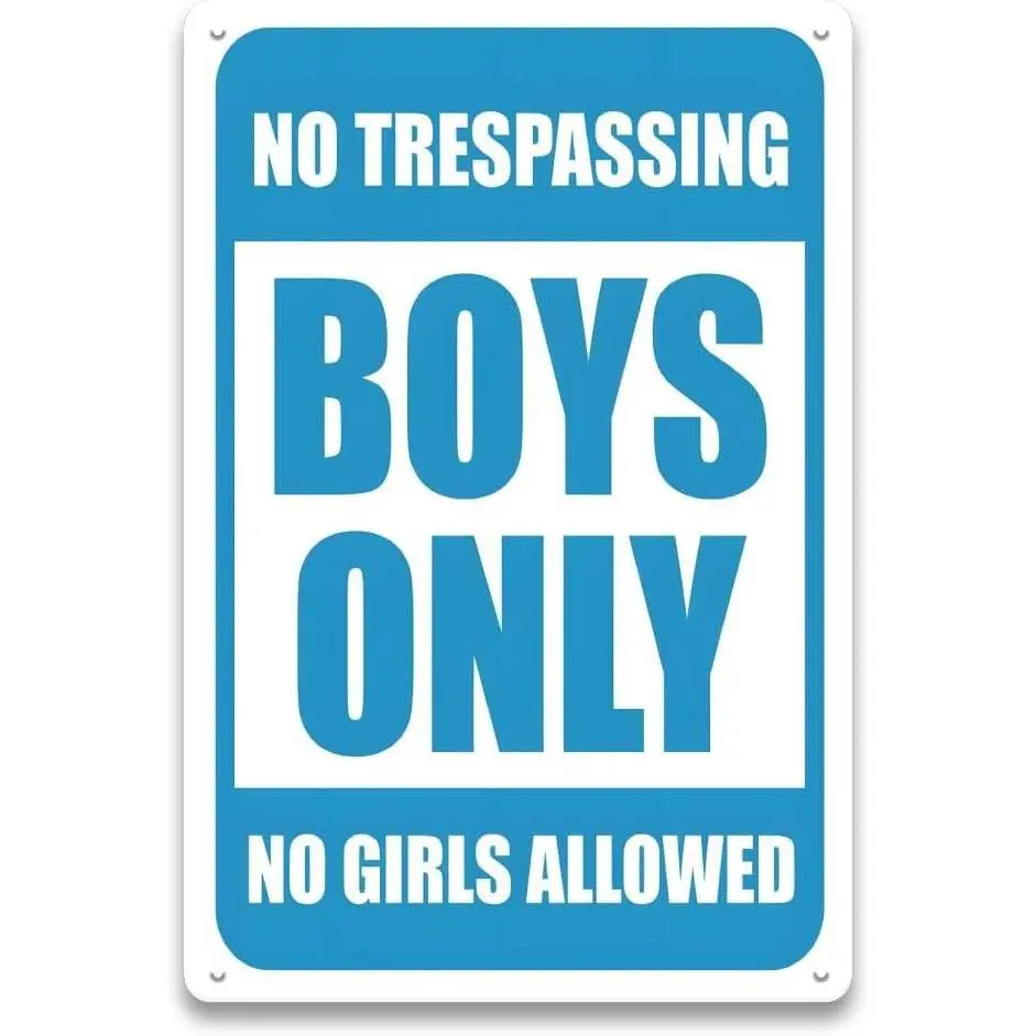 No Girls Allowed Signs for Boys Room Decor - Metal No Trespassing Boys Only Sign for Kids Room, Teen Boys Room, Little Man Cave Room Rules Wall Decor Art, Cool Gifts for Teen Boys, 8 x 12 inch