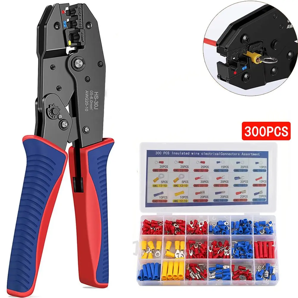 Wire Crimping Tool Kit, 1 Set Wire Crimping Tool with Storage Box & Wire Terminals Connectors, Professional Hand Tool for Home & Office, Hardware
