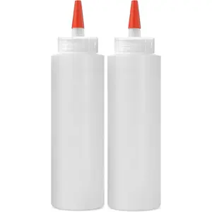 2-pack Plastic Squeeze Bottles for Sauces - 16oz Condiment Squeeze Bottles for Liquids -  Squirt Bottle with Cap - Ketchup, Syrup, Oil, Dressings, Honey & Arts and Crafts