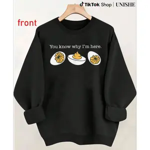 Long Sleeve Retro Deviled Egg Sweatshirt - 100% Holiday Thanksgiving Dinner Shirt