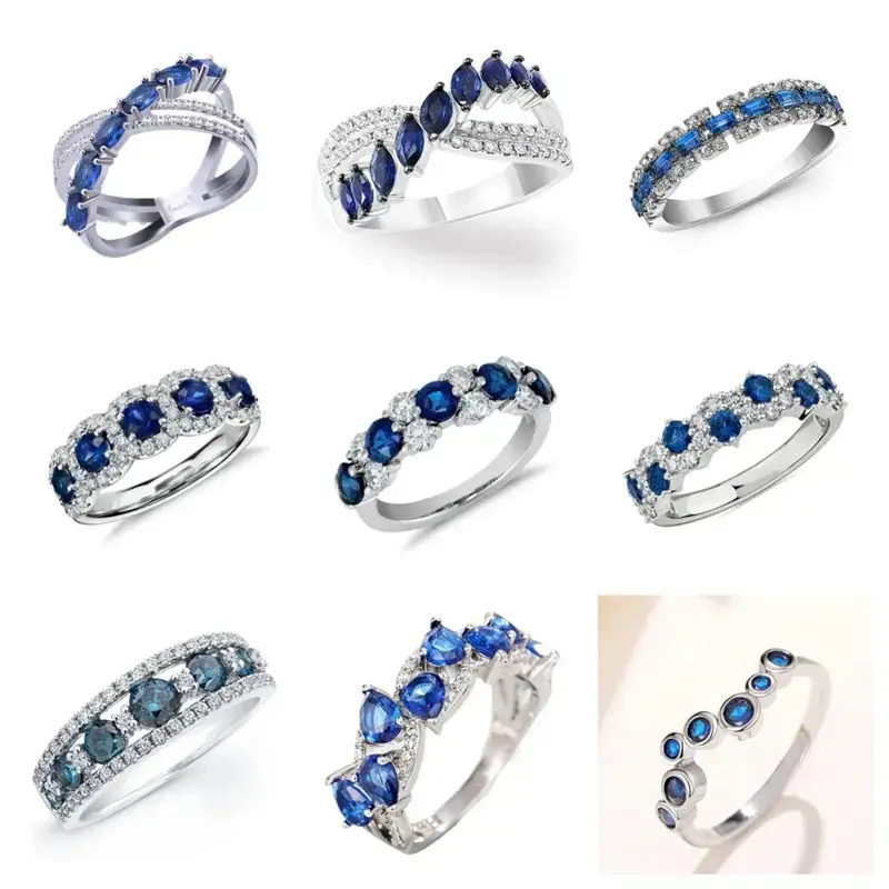 2026 New Women's Ring Blue/White Zircon  Temperament Finger Accessories Sparkling Silver Watch Band Fashion Jewelry