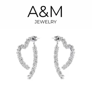 A&M 14K Gold Plated Elegant Rhinestone Earrings For Women - 5A Grade Cubic Zirconia, Hypoallergenic, Jewelry