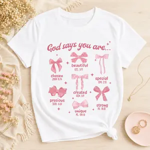 [God is Good] KEEVICI Cute Girls Bow God Shirt Christian Graphic Tees Jesus Shirts for Kids Bible Verse Inspirational Religious T Shirts