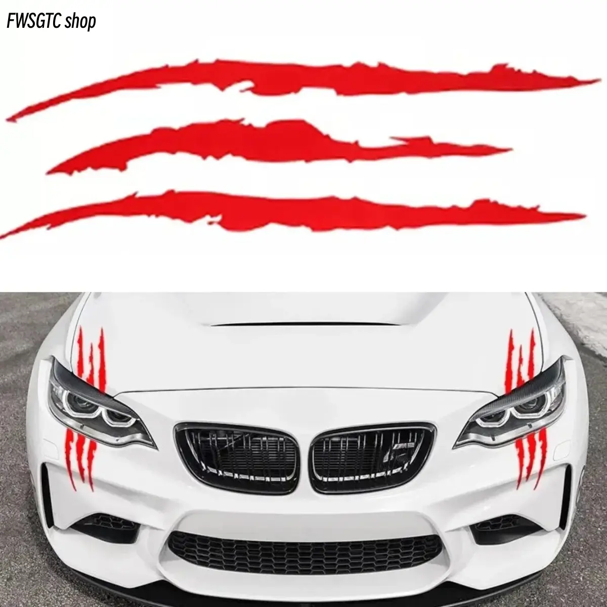 This 4-pack car headlight stickers adopt a cool claw mark design. Measuring 15.7 x 4.7 inches, they are made of high-quality PET reflective material.