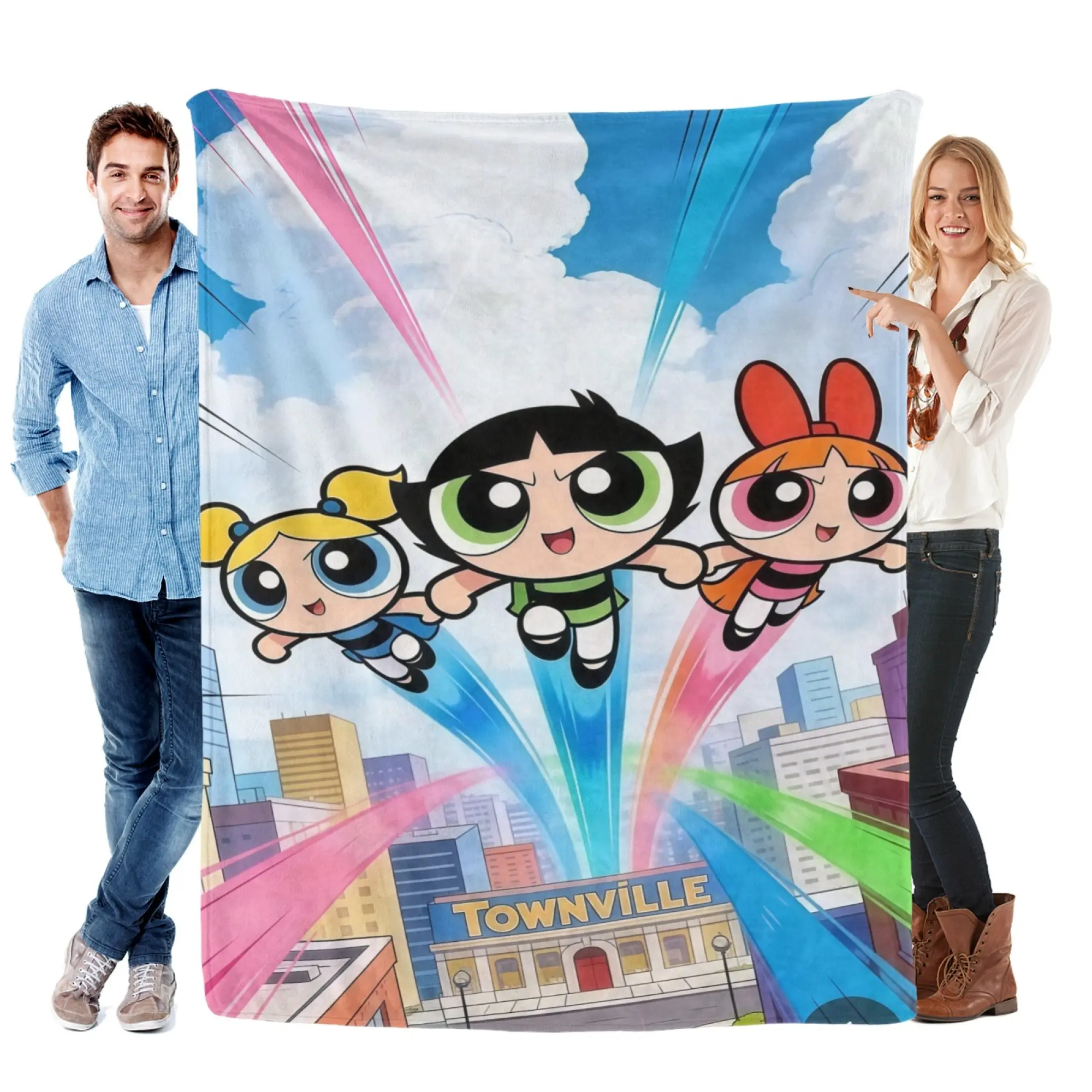 The Powerpuff Girls Blanket Cartoon Throw Blanket Blossom Bubbles Buttercup Superhero Fleece Blanket Soft Cozy Gift For Fans