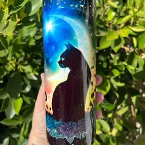 Black Cat Tumbler - Perfect for Your Morning Drinks - Drinkware, Bottle