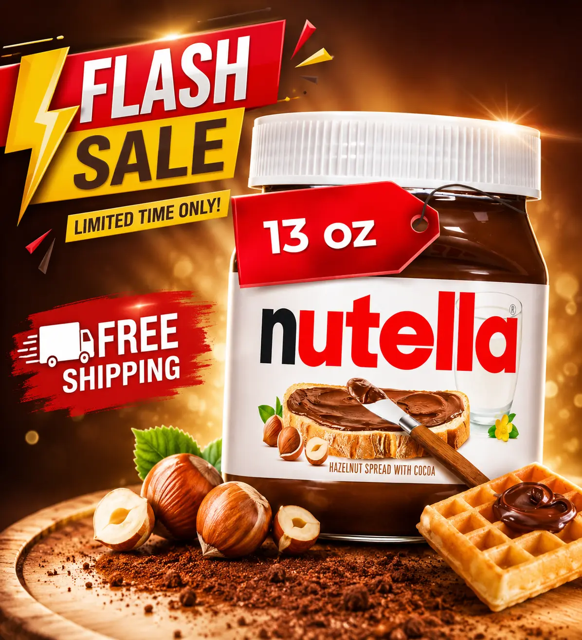 Nutella Creamy Chocolate Hazelnut Spread with Cocoa, Rich & Smooth Breakfast Spread for Toast, Pancakes, Waffles & Crepes, Delicious Dessert Topping, Perfect for Baking, Dipping & Snacks, 13 oz