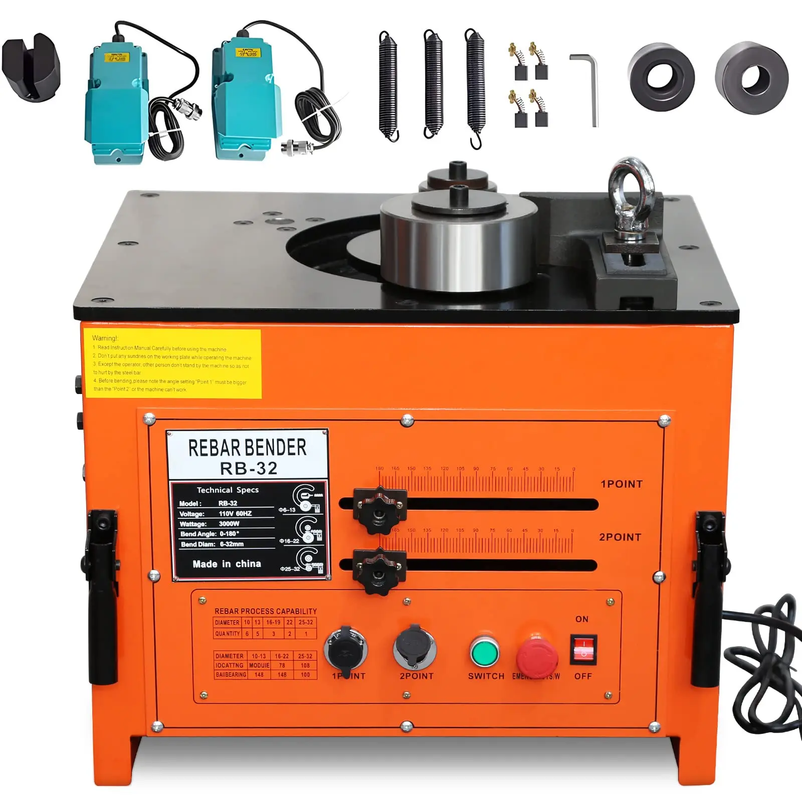 GARVEE Electric Rebar Bender 3000W up to 1.3 inch with Our Electric Bender - Achieve 0-180° Angles, Operate with Convenient Foot Pedal Switch, and Benefit from Powerful 3000W Motor