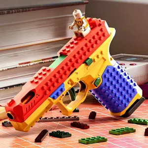 Sig17 Style DIY Block Blaster, Shell Ejecting Soft Dart Toy, Manual Cycle Action, Stem Science Educational Model Toy for Kids