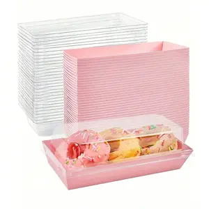 5-30pcs Dessert Boxes with Transparent Lids, Oilproof Kraft Paper, / Baking Food Containers for Cookies, Macarons, Cakes, Sandwiches