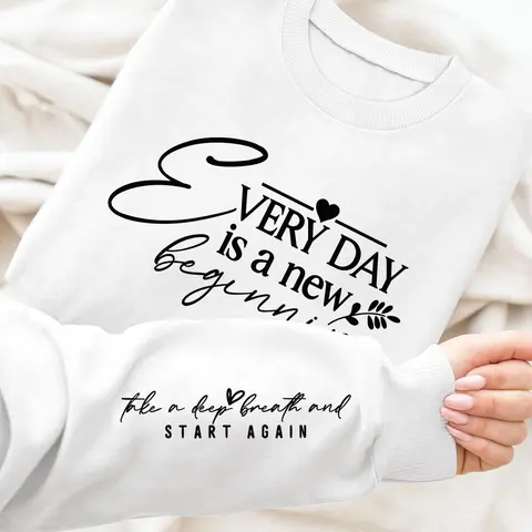 Women's Letter Print Drop Shoulder Sweatshirt, Casual Long Sleeve Round Neck Pullover for Fall & Winter, Women's Clothes for Daily Wear, Tops